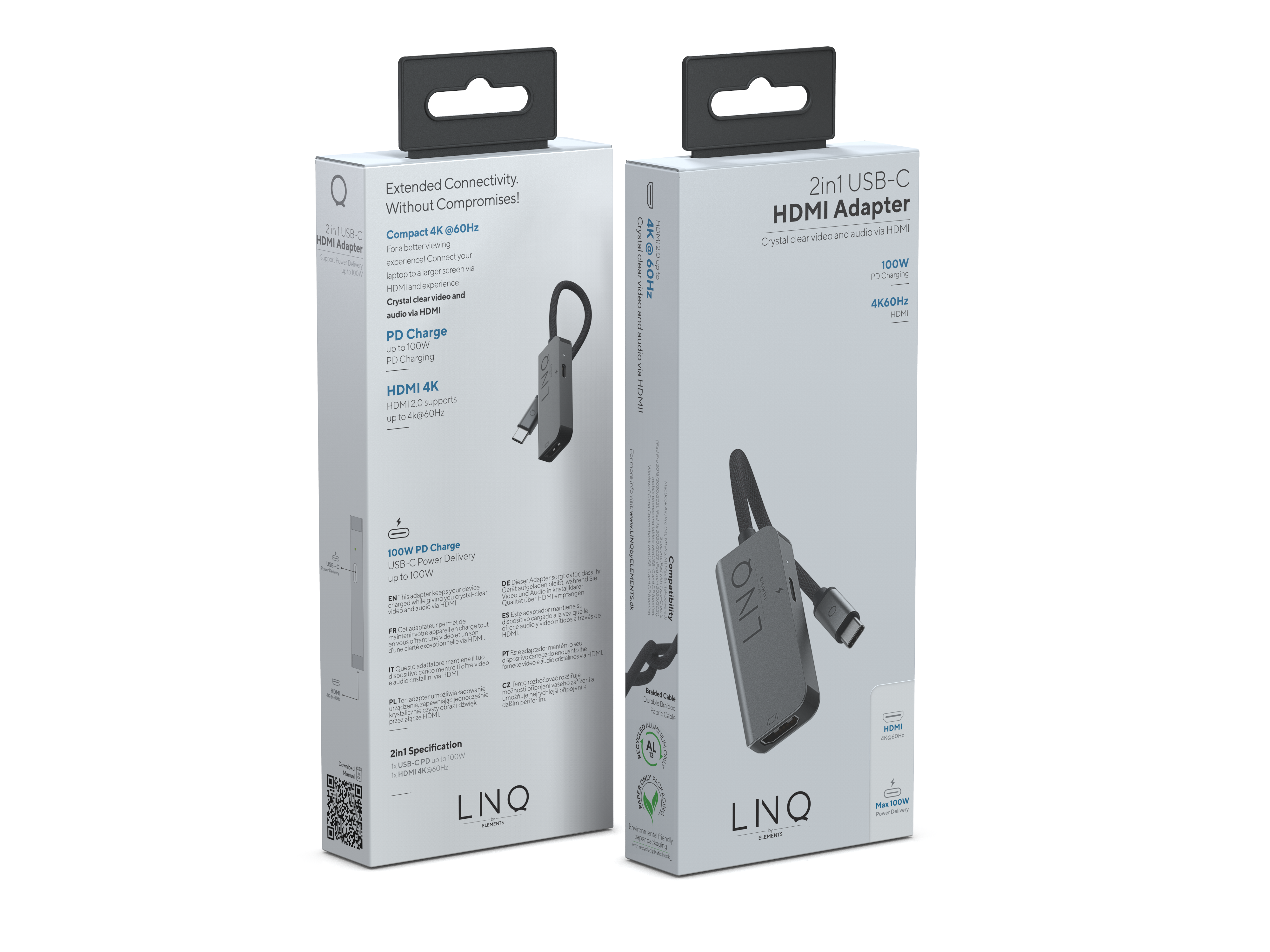 Black, Grey 2-in-1, USB-C LINQ Hub,