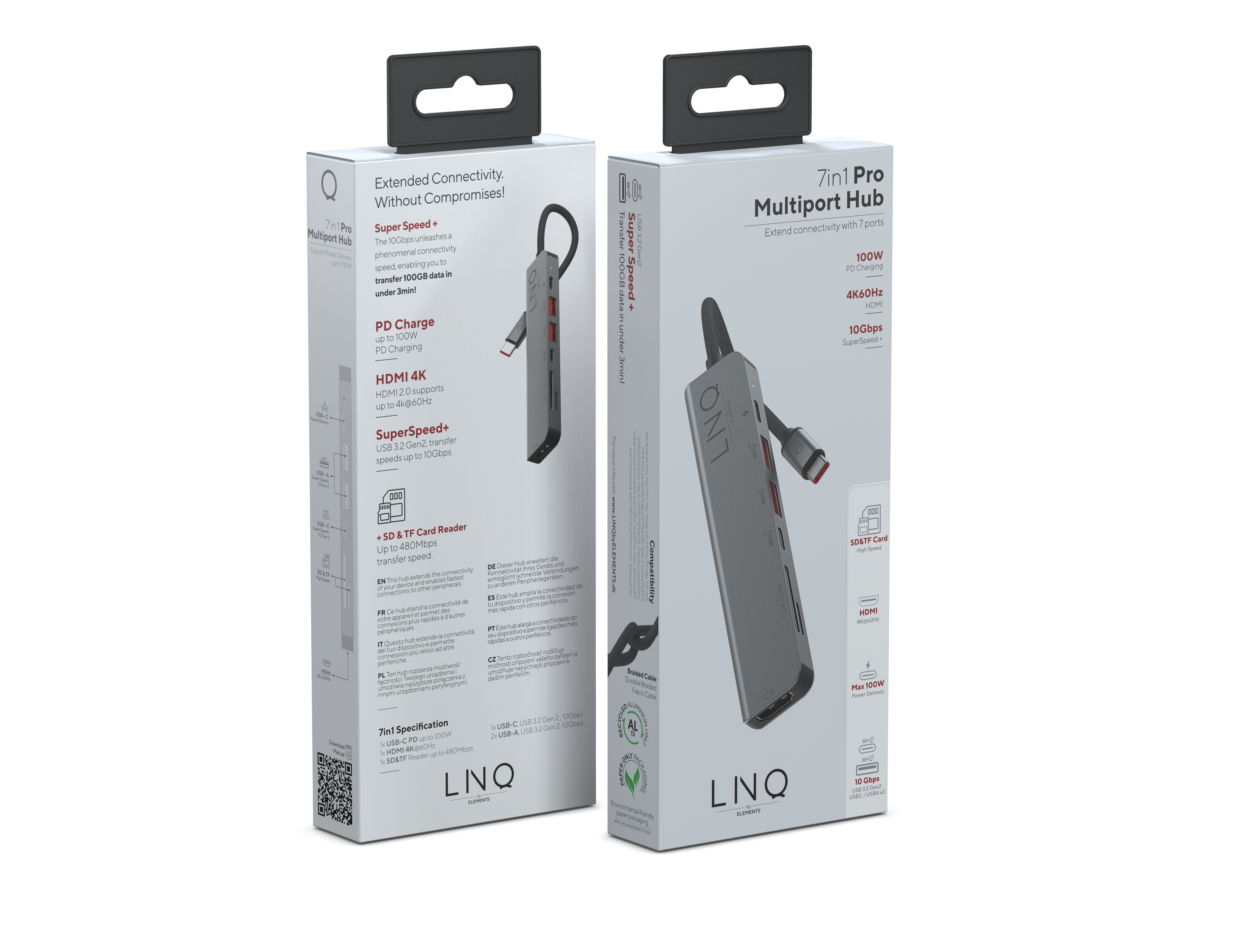 LINQ USB-C Black, Pro, Hub, Grey 7in1