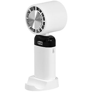 Ventilador sin aspas - BYTELIKE Ventilador de mano -Ventilador de mano potente y silencioso con pantalla y plegable, 3 niveles de velocidad velocidades, Blanco
