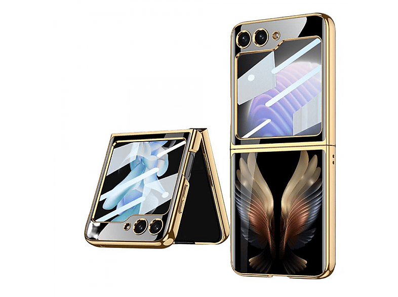 Case, Z 5, Wings Samsung, CASEONLINE Mehrfarbig Flip Golden Backcover,