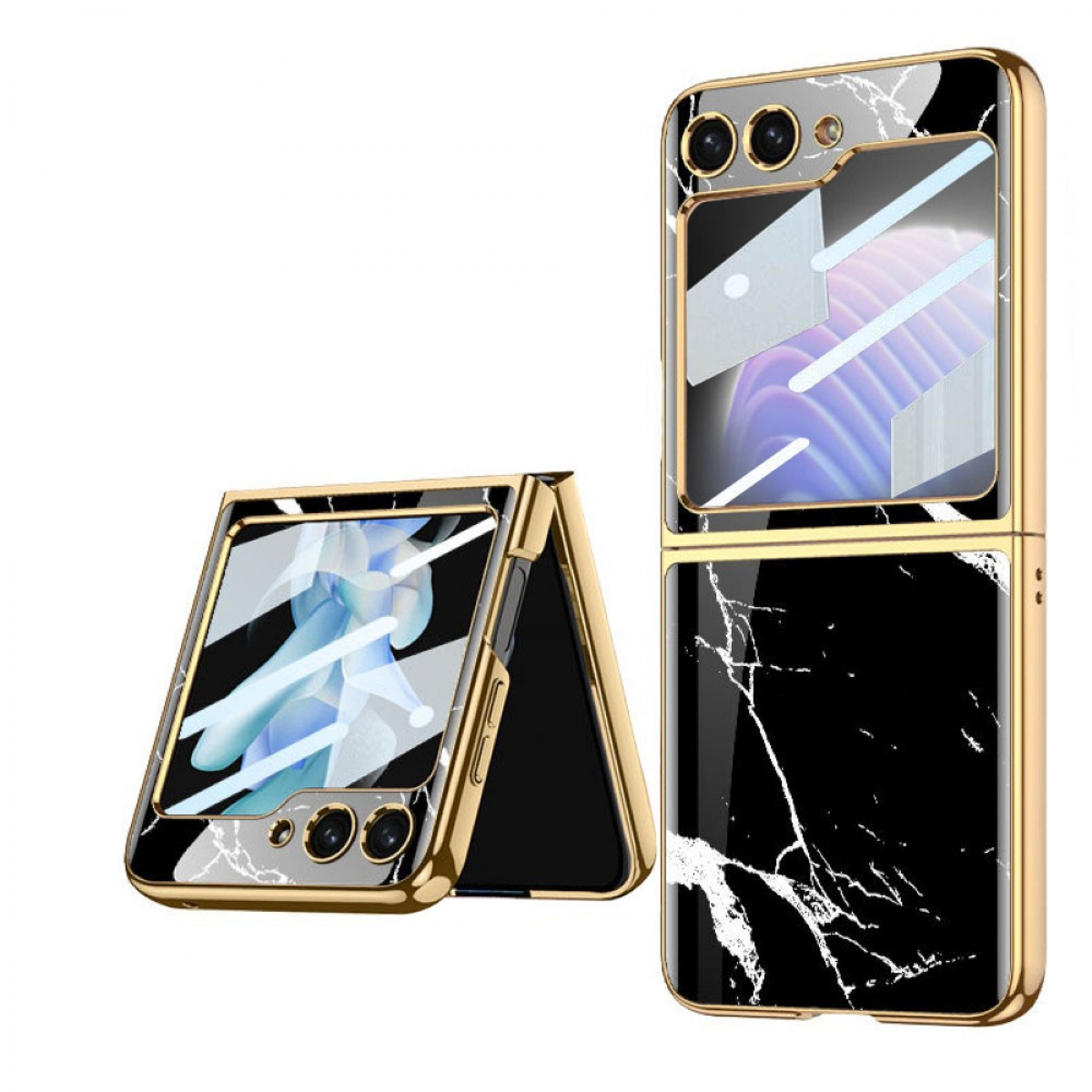 5, Glass Marglua CASEONLINE Backcover, Case, Samsung, Flip Marble Z