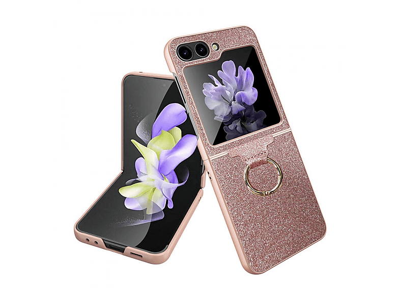 CASEONLINE Glitter Ring Case, Backcover, Samsung, Z Flip 5, Rose