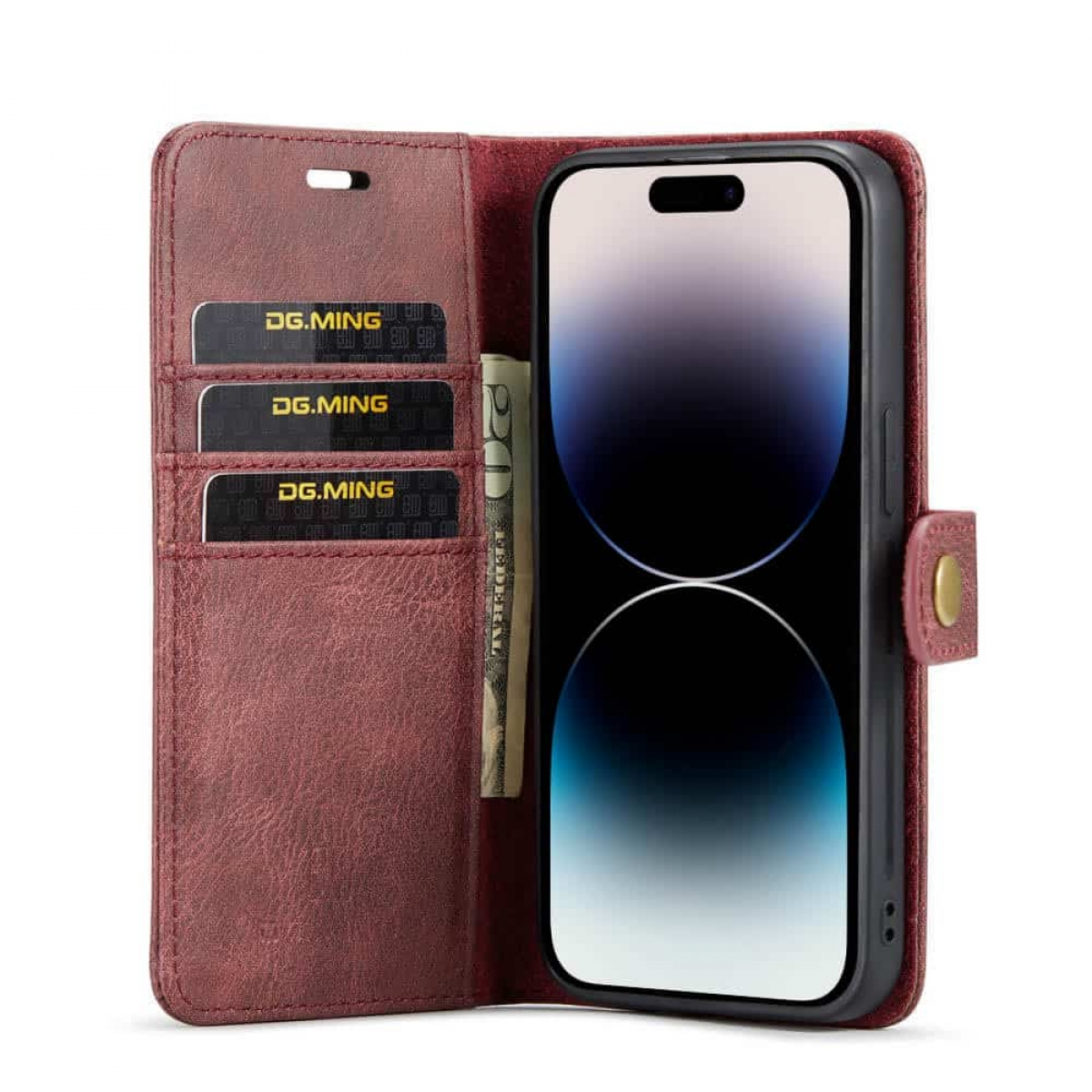 Rot MING DG Apple, Bookcover, iPhone 15 Pro 2in1, Max,