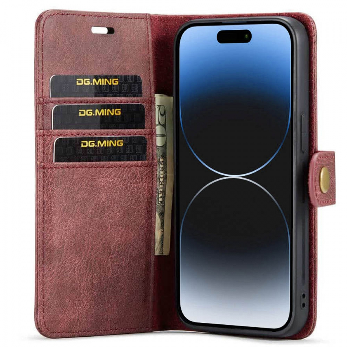 DG MING Plus, Rot 15 2in1, iPhone Apple, Bookcover