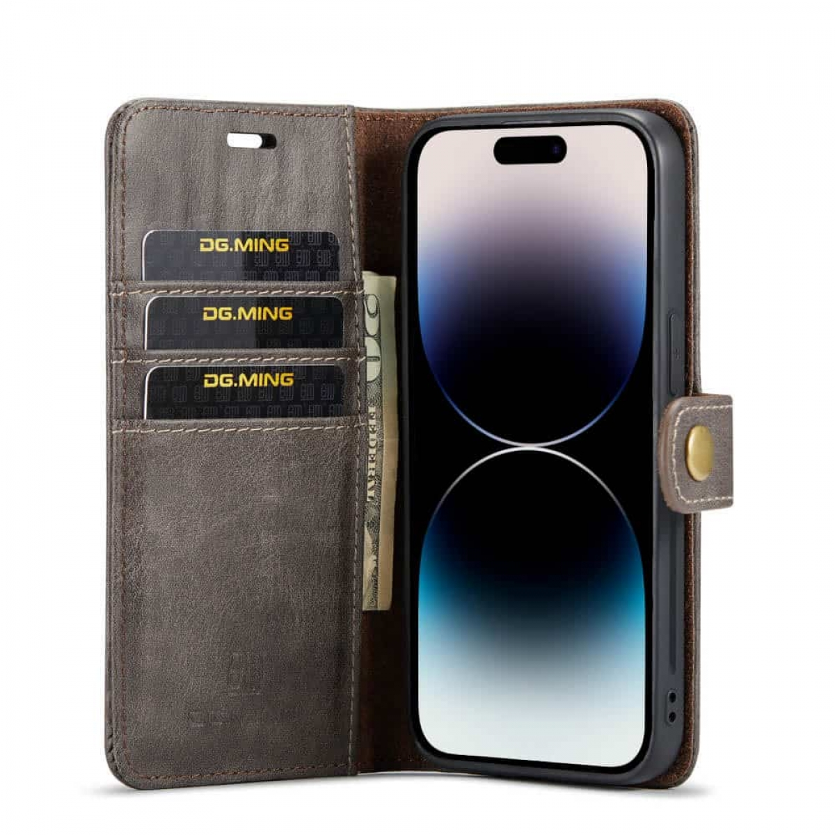 DG MING 2in1, Pro, 15 Bookcover, Grau iPhone Apple