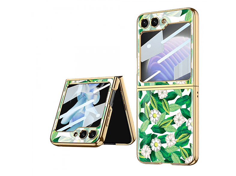 CASEONLINE Flower Glass Case, Backcover, Samsung, Z Flip 5, Ditsy