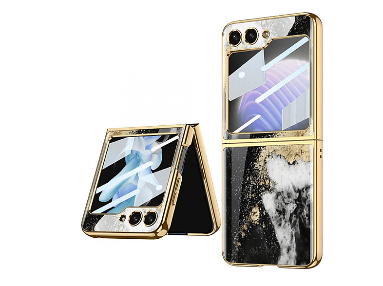 CASEONLINE Samsung, Backcover, Case, Z Flip 5, Gold Nero Marble Glass