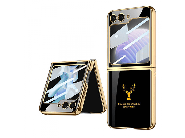 Backcover, Elk Schwarz Samsung, 5, Flip Glass Z Case, CASEONLINE