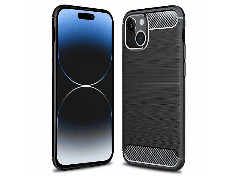 CASEONLINE Gebürstet, Backcover, Apple, iPhone 15 Plus, Schwarz | Backcover