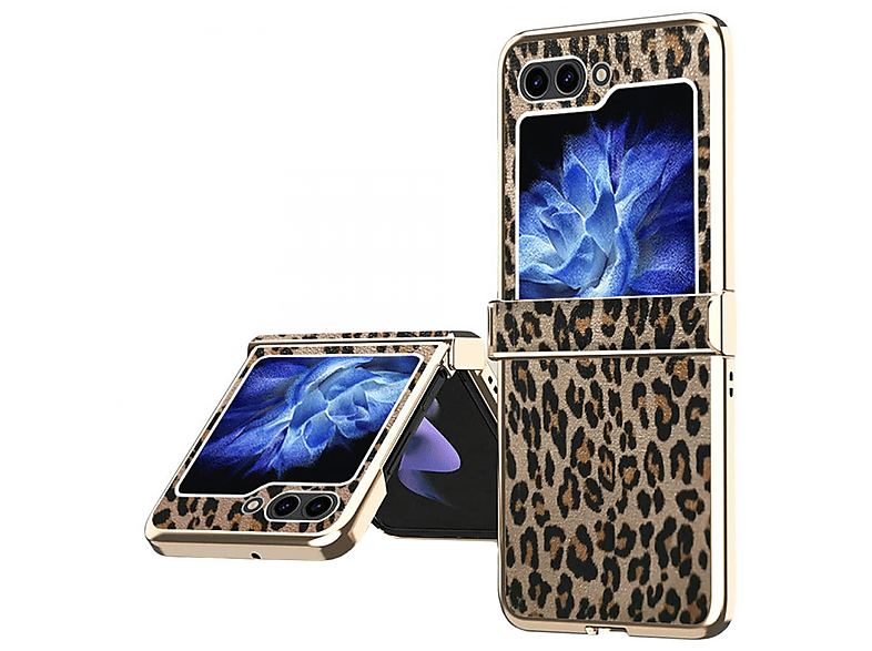 CASEONLINE Leopard Case, Backcover, Samsung, Z Flip 5, Champagne