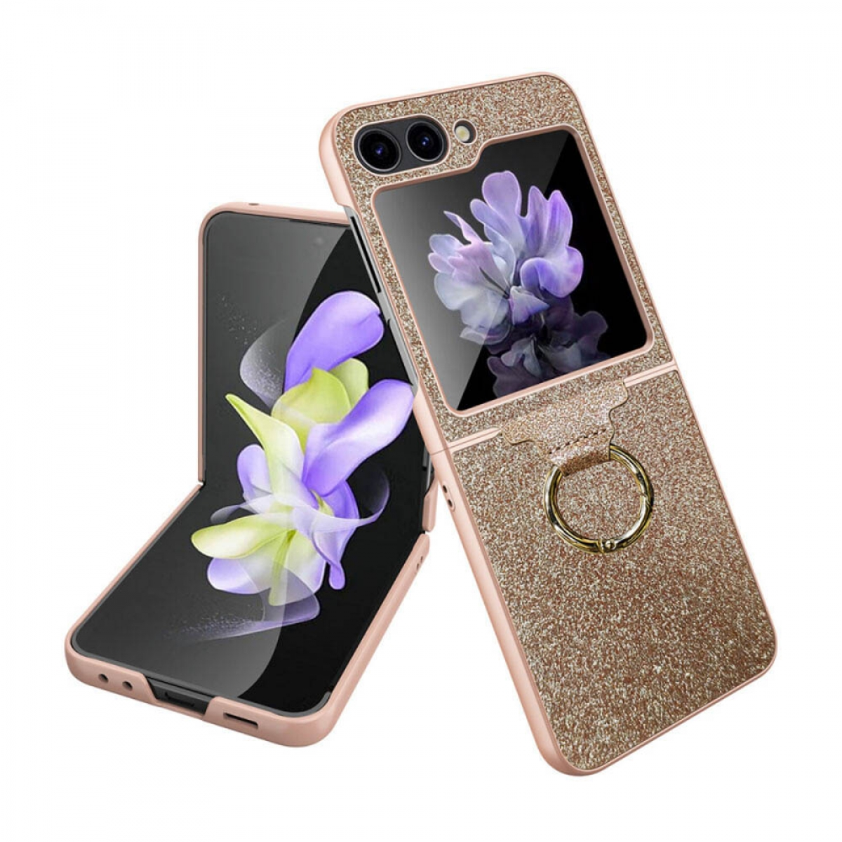 CASEONLINE Glitter Ring Z 5, Case, Samsung, Backcover, Flip Gold