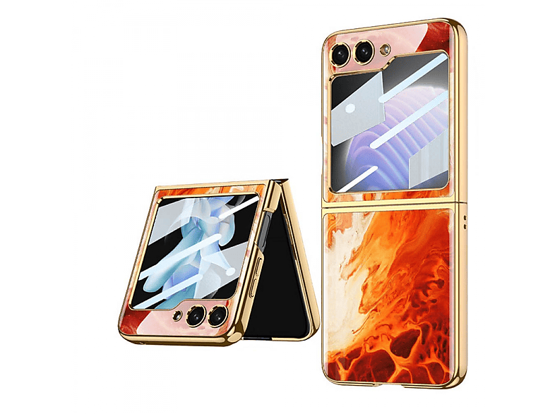 CASEONLINE Marble Glass Case, Backcover, Samsung, Z Flip 5, Lava | Backcover