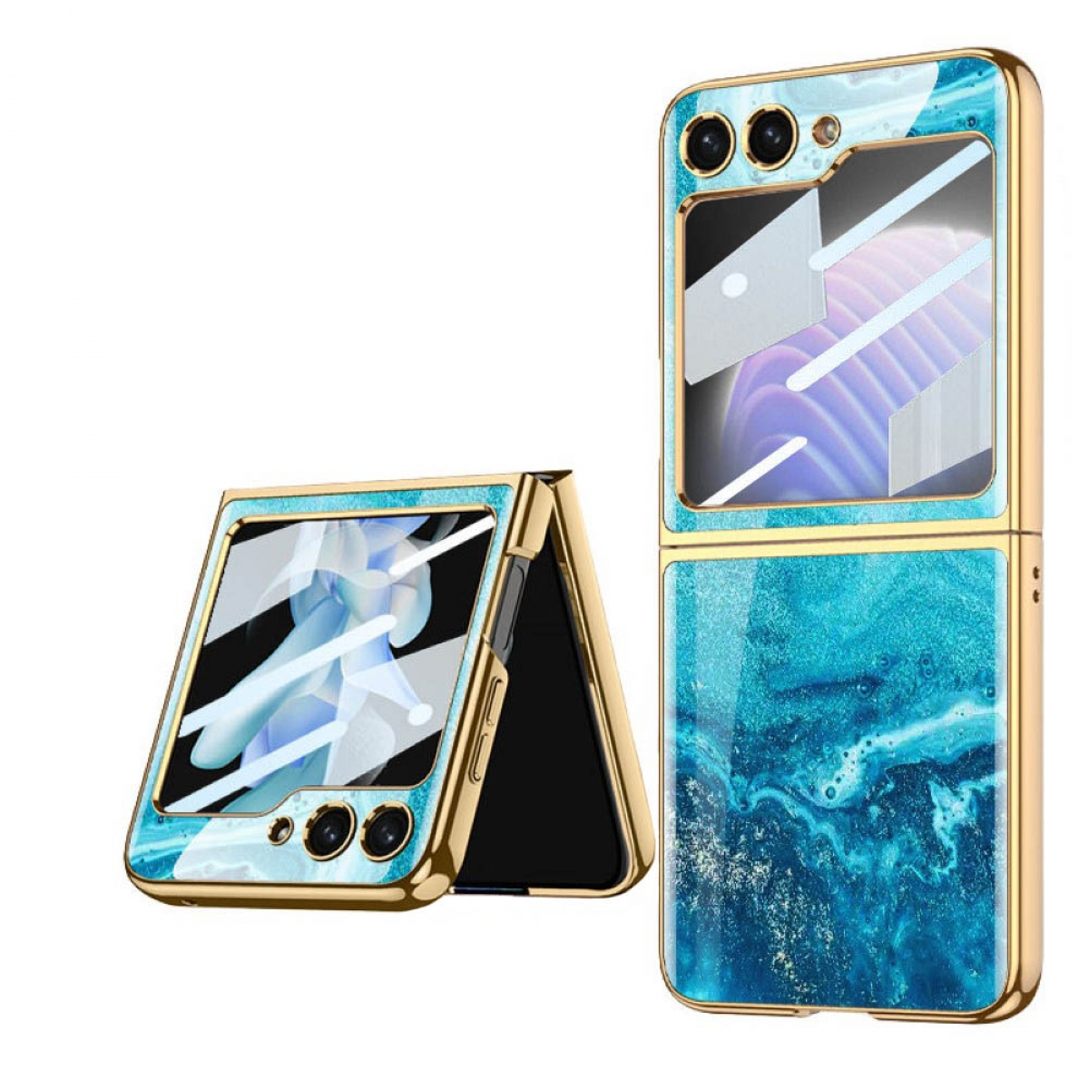 5, Case, Marble Fluid Glass CASEONLINE Flip Backcover, Z Samsung,