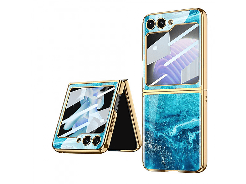 CASEONLINE Marble Glass Case, Backcover, Samsung, Z Flip 5, Fluid