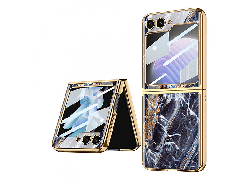 Backcover, CASEONLINE Case, Palissandro Marble Z Flip 5, Glass Samsung,