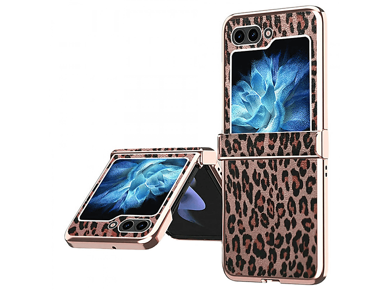 CASEONLINE Leopard Case, Backcover, Samsung, Z Flip 5, Roségold