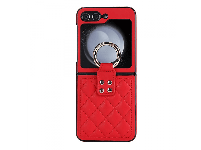 CASEONLINE Rhombus Ring hülle, Backcover, Samsung, Z Rot Flip 5