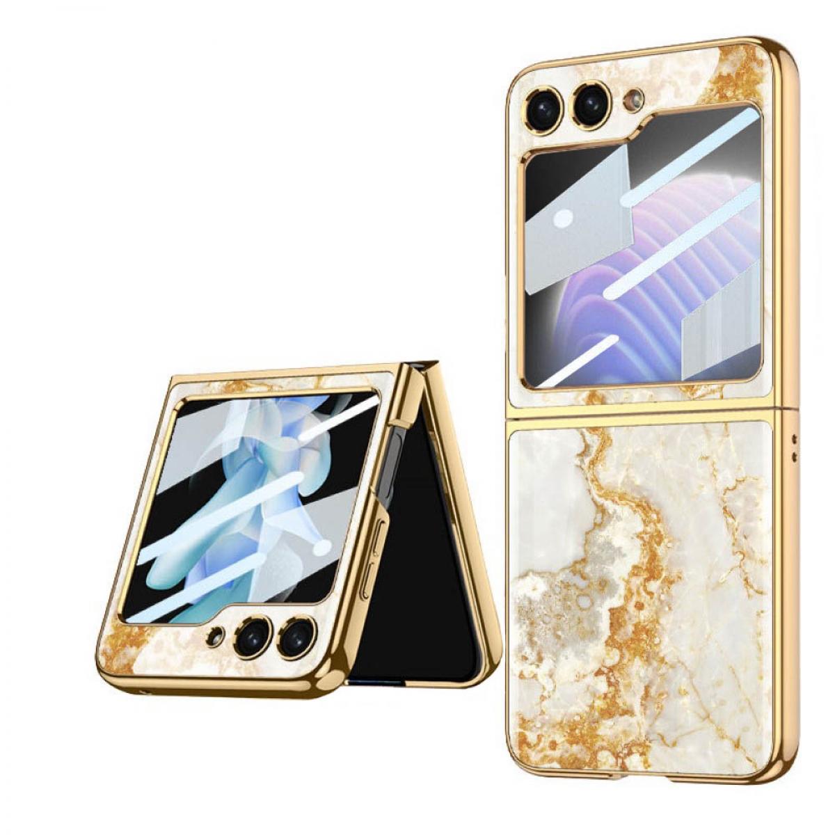 CASEONLINE Marble Glass Samsung, Z Backcover, 5, Flip Giallo Case