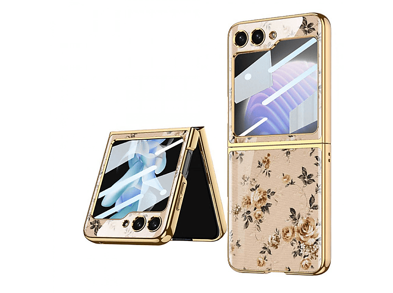 CASEONLINE Flower Glass Case, Backcover, 5, Samsung, Autumnal Z Flip