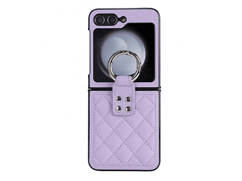CASEONLINE Rhombus Violett Ring Z hülle, 5, Flip Samsung, Backcover