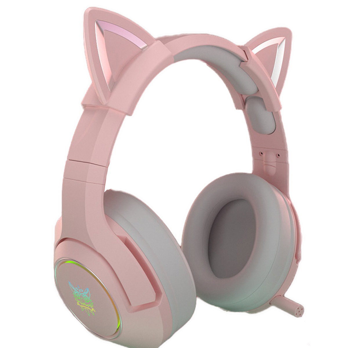 Auriculares gaming KINSI K9 Orejas de gato, Circumaurales, Rosa
