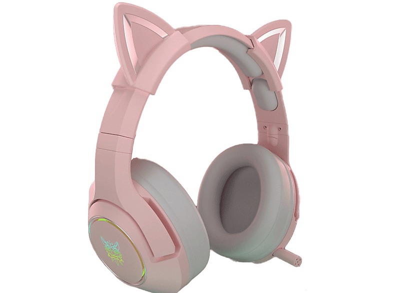 KINSI Niedlich, Gaming Headsets Katzenohren, Over-ear Rosa