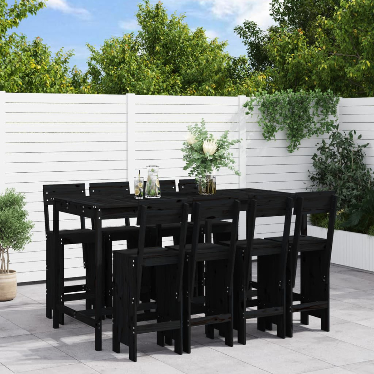 Gartentisch- 3157821 Stuhlset, Schwarz VIDAXL und