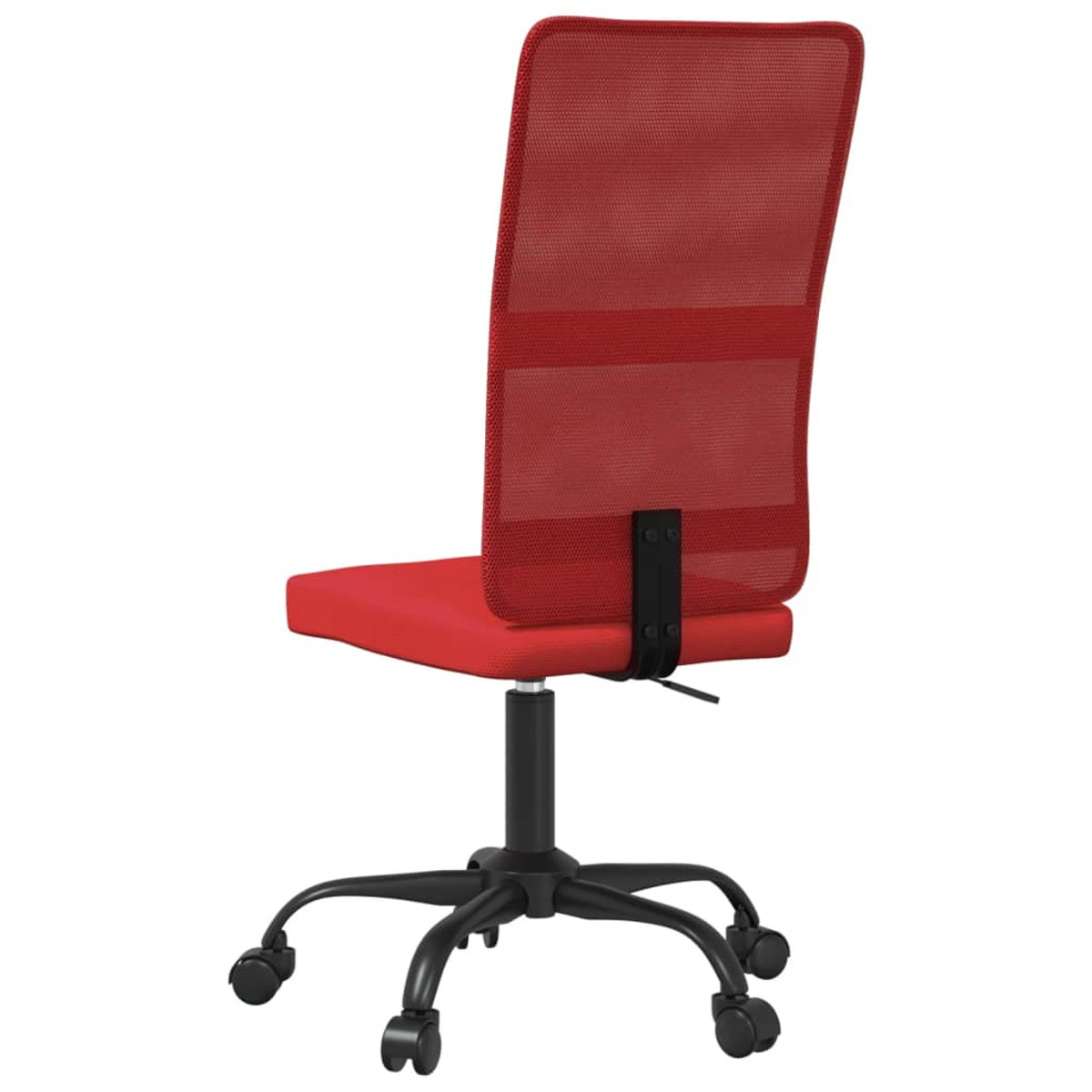 Roter Bürostuhl mit Netzrücken und schwarzem Gestell, vor weißem Hintergrund.