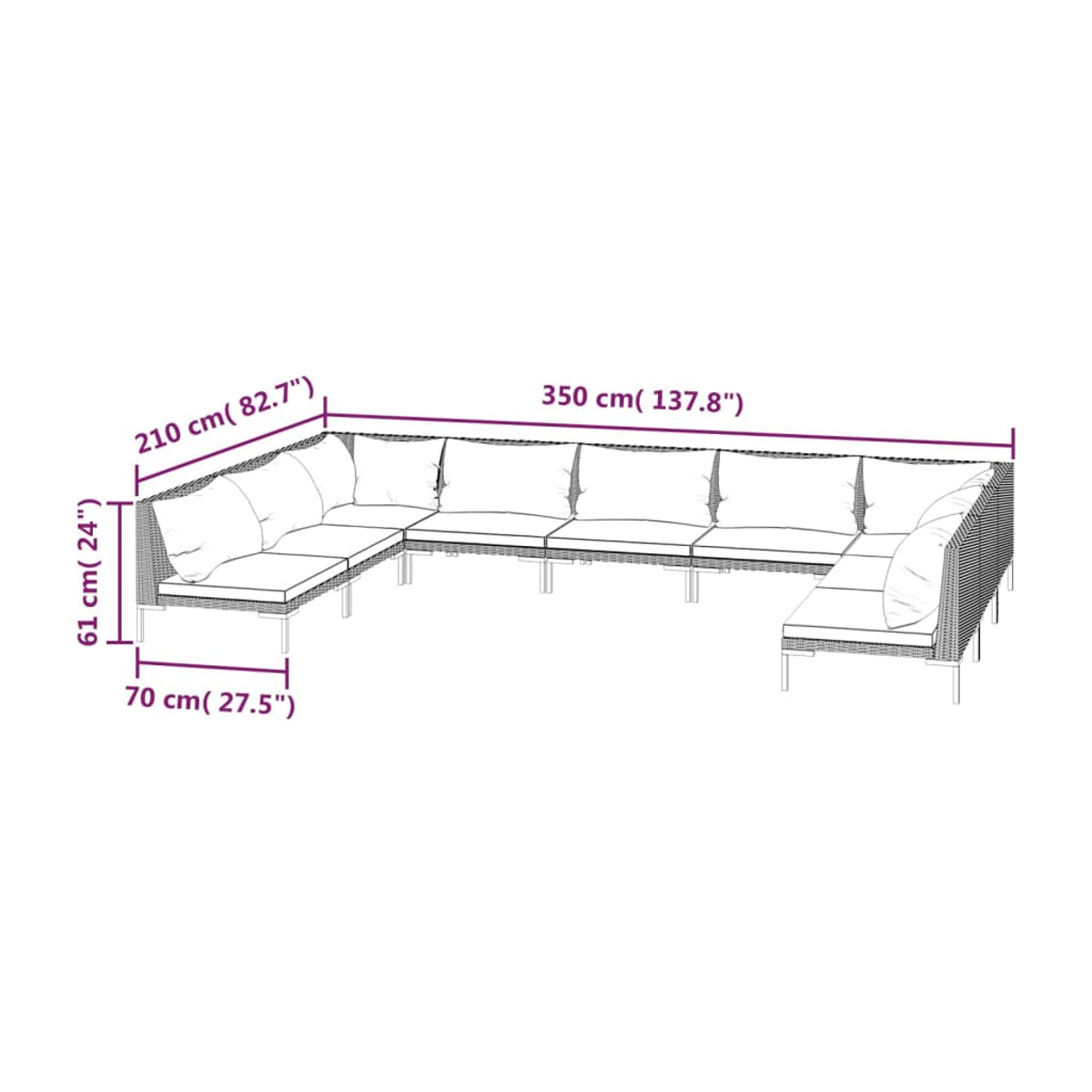 VIDAXL 3099922 Gartentisch- und Stuhlset, Schwarz