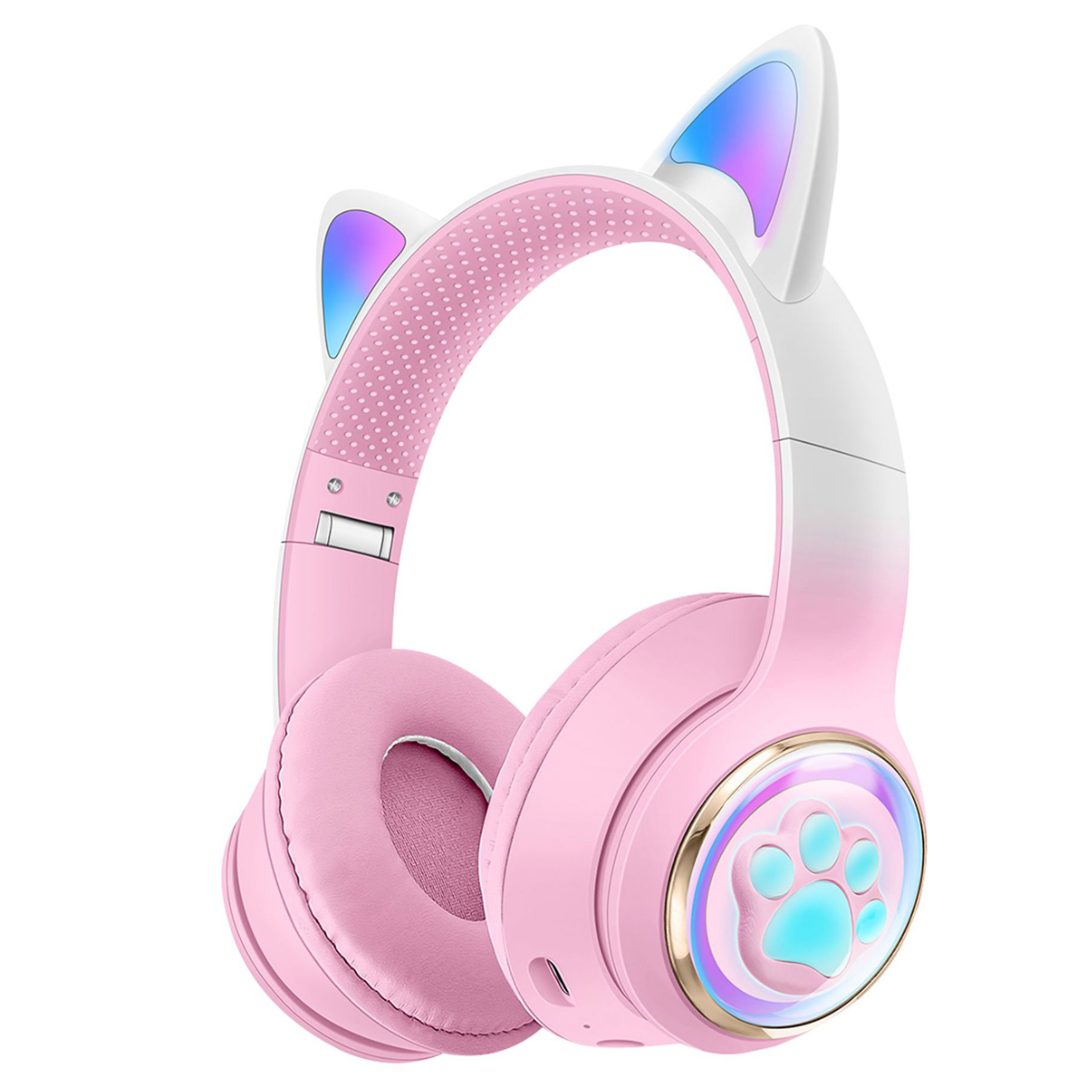 KINSI Niedlich, Glühen，Gaming, Over-ear Rosa Bluetooth-Kopfhörer Bluetooth