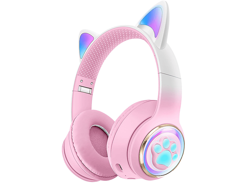 KINSI Glühen，Gaming, Over-ear Bluetooth-Kopfhörer Rosa