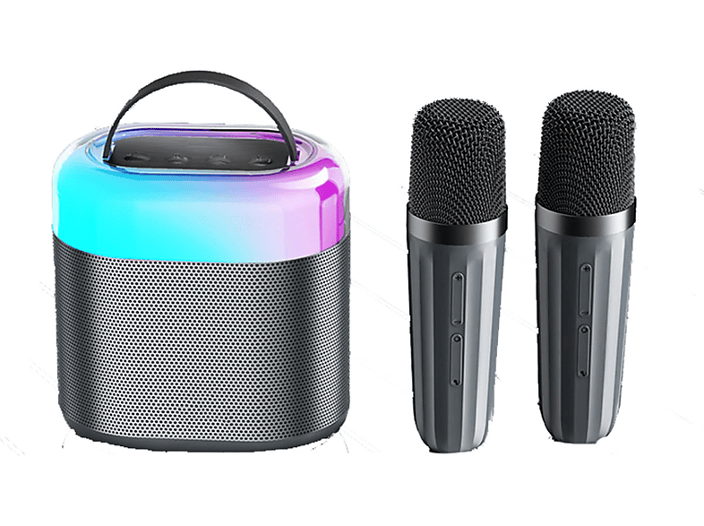 SHAOKE Bluetooth-Lautsprecher für den Heimgebrauch drahtlose k Song Sound Mikrofon Mikrofon klein ktv Lautsprecher, Grau