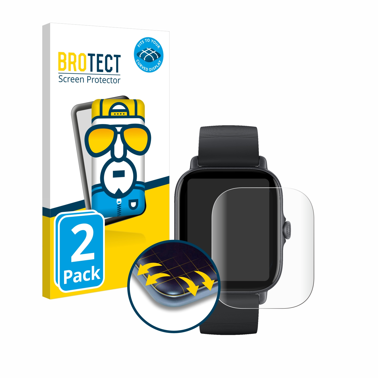 BROTECT 2x Flex Huami Schutzfolie(für 3) Full-Cover 3D Curved GTS Amazfit