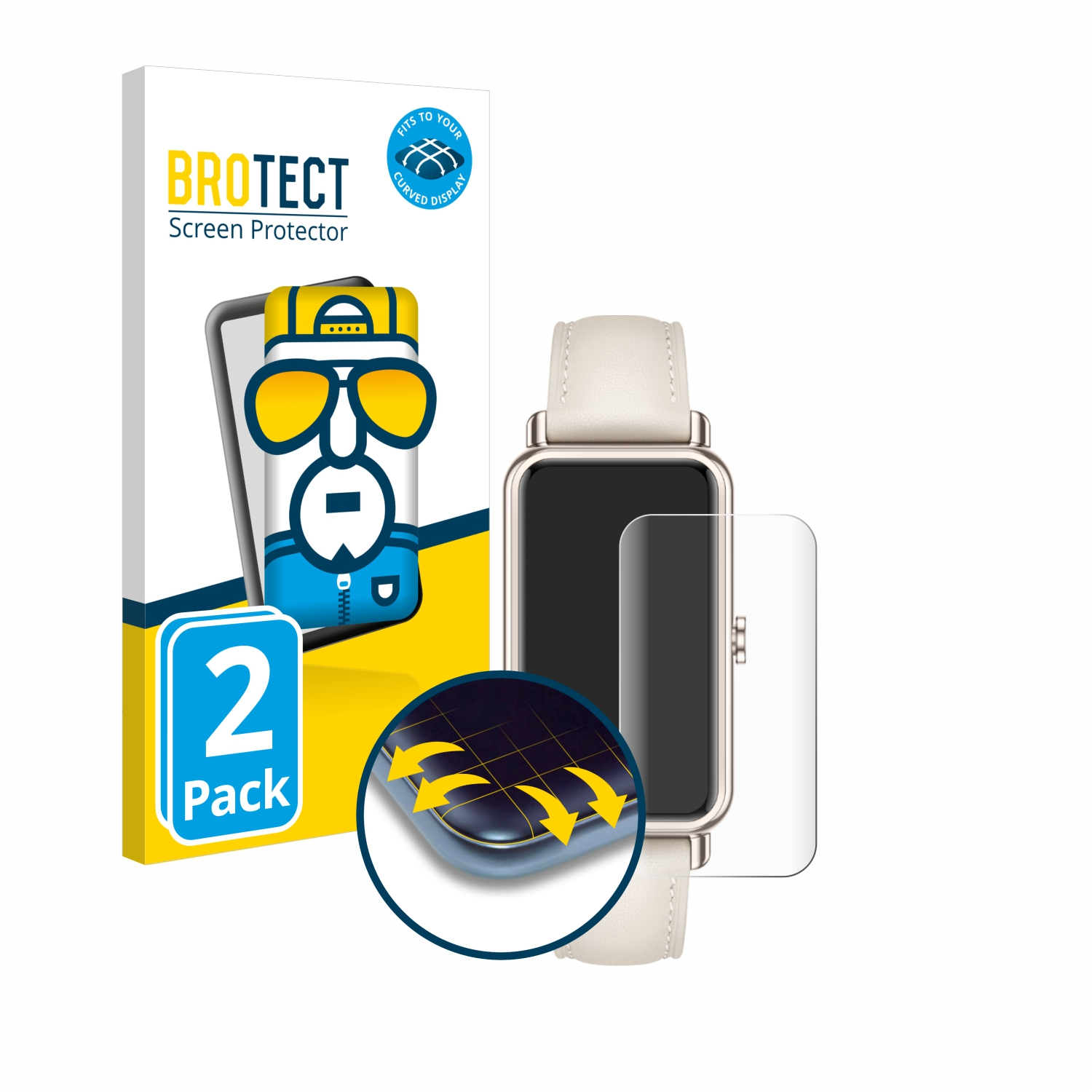BROTECT 2x Flex Full-Cover 3D Huawei Fit Watch Curved mini) Schutzfolie(für