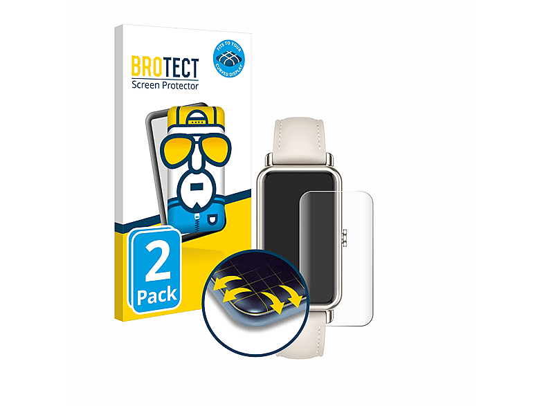 BROTECT 2x Flex Full-Cover 3D Curved Schutzfolie(für Huawei Watch Fit mini) | Smartwatch Schutzfolien & Gläser