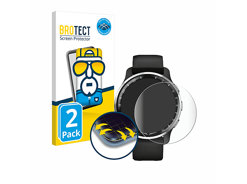 BROTECT 2x Flex Full-Cover 3D Curved Schutzfolie(für Garmin D2 Air X10) | Smartwatch Schutzfolien & Gläser