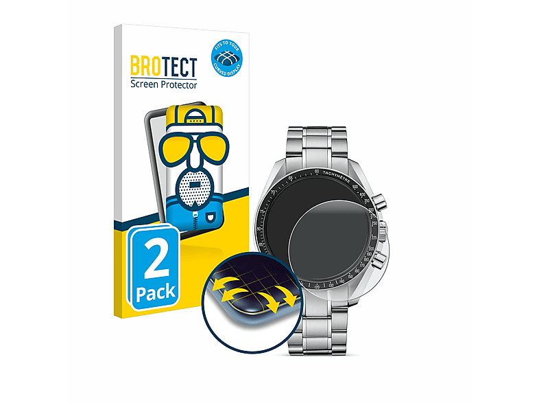 BROTECT Flex matt Moonwatch 2x Full-Cover Omega Schutzfolie(für Professional mm)) Speedmaster 3D (42 Curved