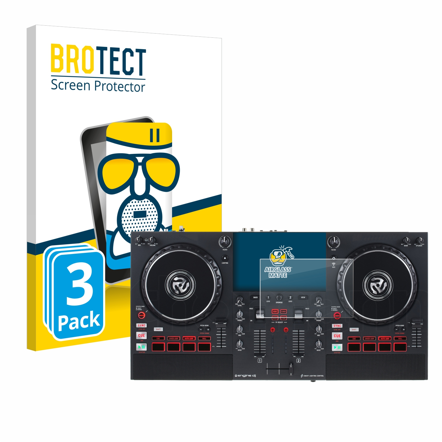 Numark 3x Mixstream BROTECT Airglass Pro+) matte Schutzfolie(für