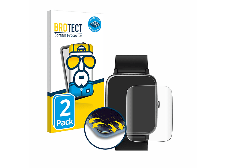 BROTECT 2x Flex Full-Cover 3D Curved Schutzfolie(für Letsfit ID205L) | Smartwatch Schutzfolien & Gläser