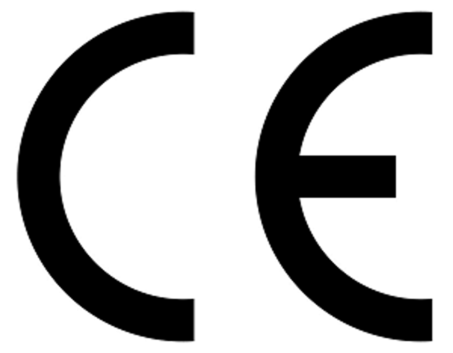 Znak CE, symbol wskazujący, że produkt jest zgodny z europejskimi normami bezpieczeństwa.