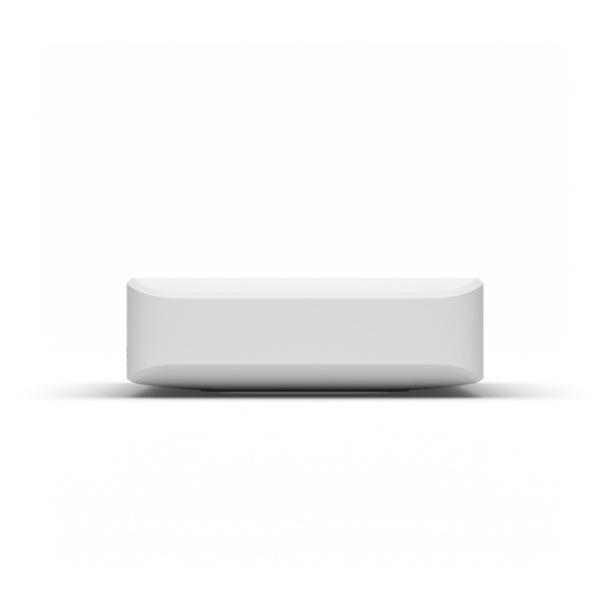 Dispositivo inteligente para el hogar blanco, rectangular, con bordes redondeados.