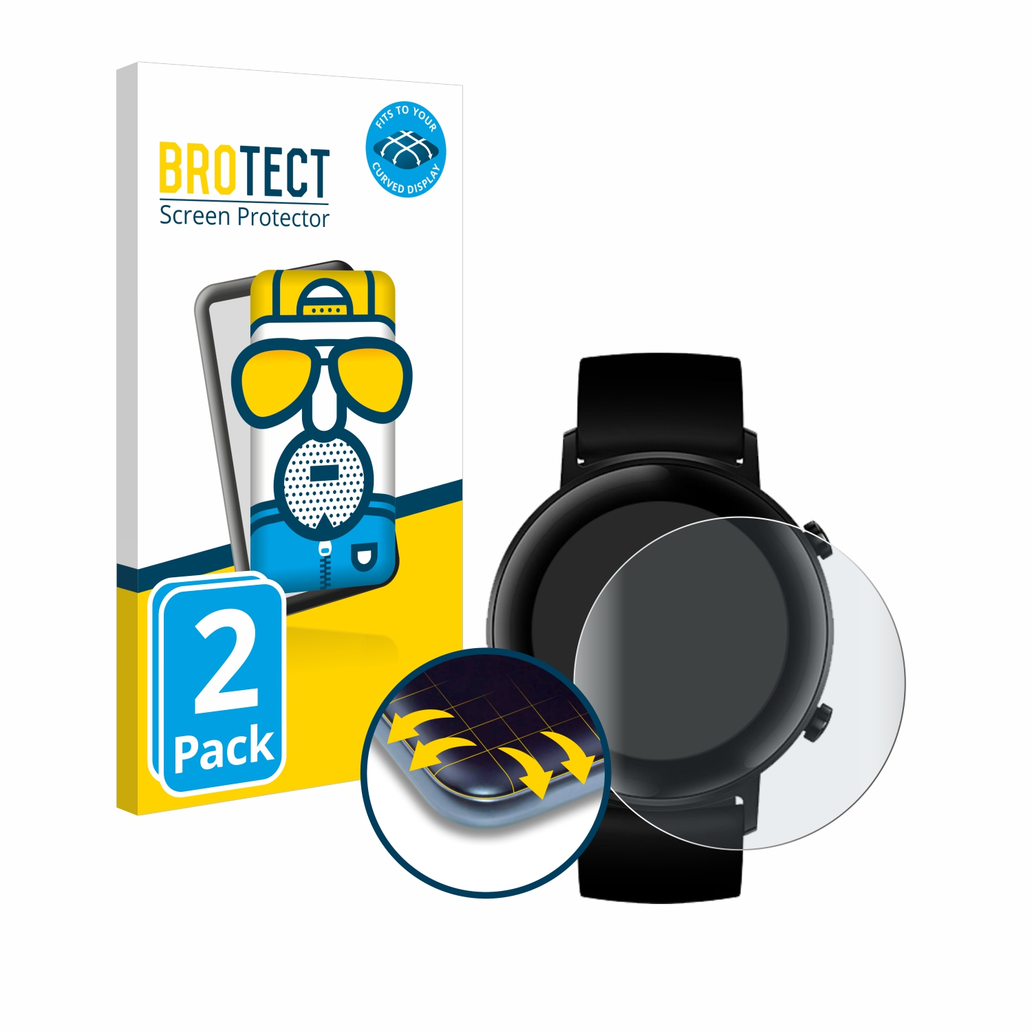 BROTECT 2x Curved Watch 3D (42 2 Flex Huawei matt Schutzfolie(für mm)) Full-Cover GT