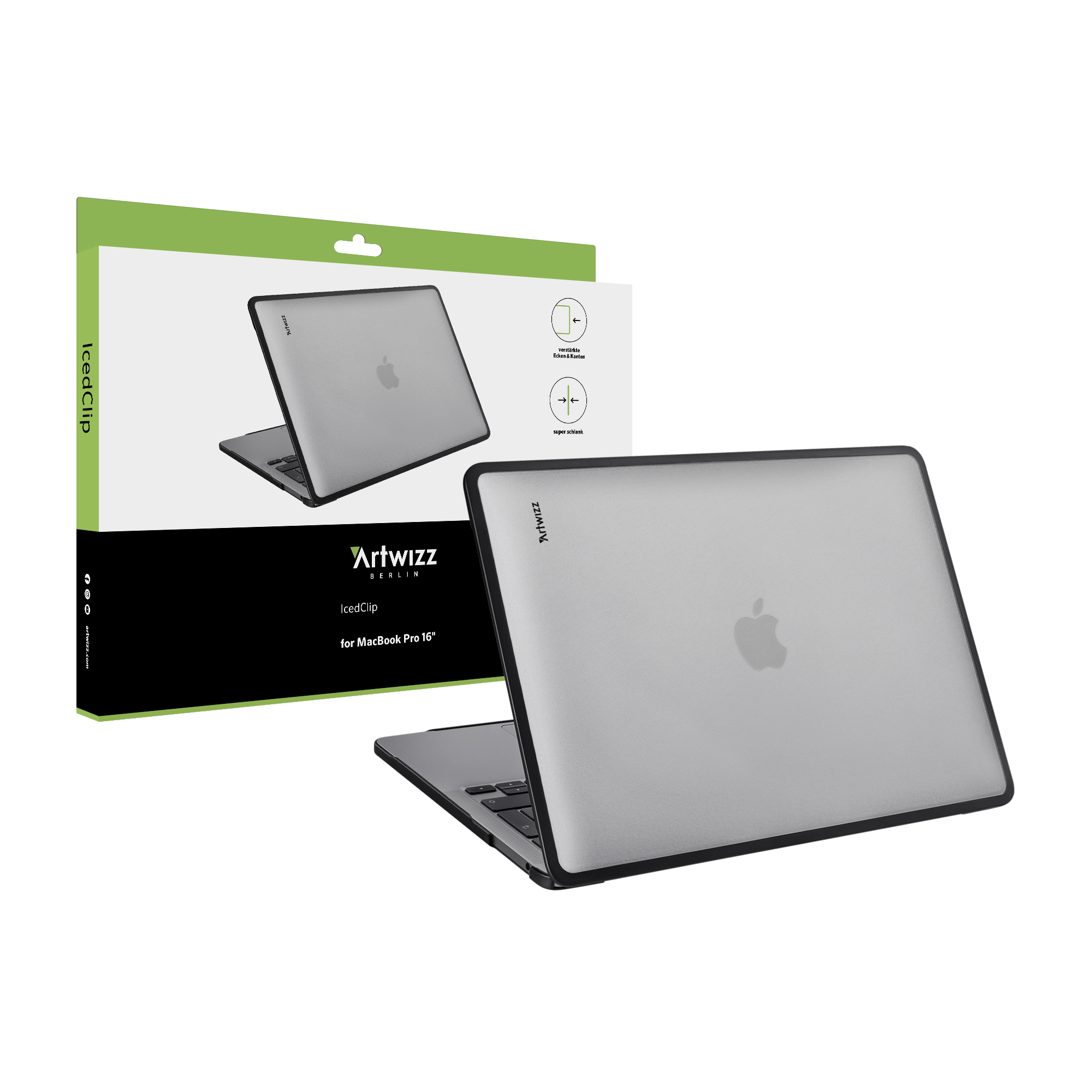 Pro Notebook Transluzent IcedClip MacBook ARTWIZZ für Zoll (M1/M2/M3) Hülle Kunststoff, Apple / 16 Bumper Schwarz
