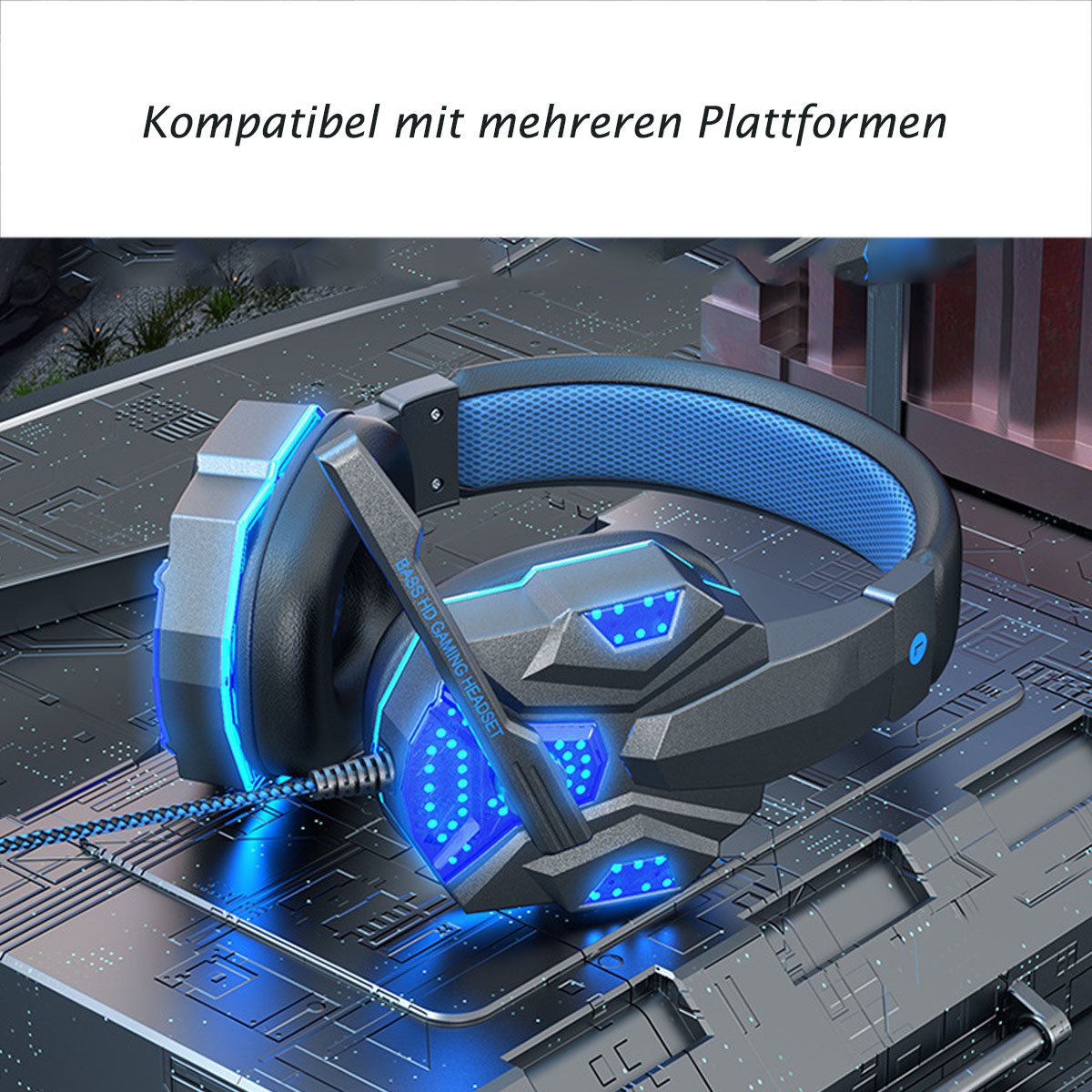 Blau Hochwertige Headset: Gaming Glow \