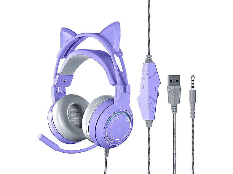 Cat - einer LED-Gaming-Kopfhörer Gaming Dimension, Lila Erlebe BRIGHTAKE neuen Gaming Ear Kopfhörer in Over-ear