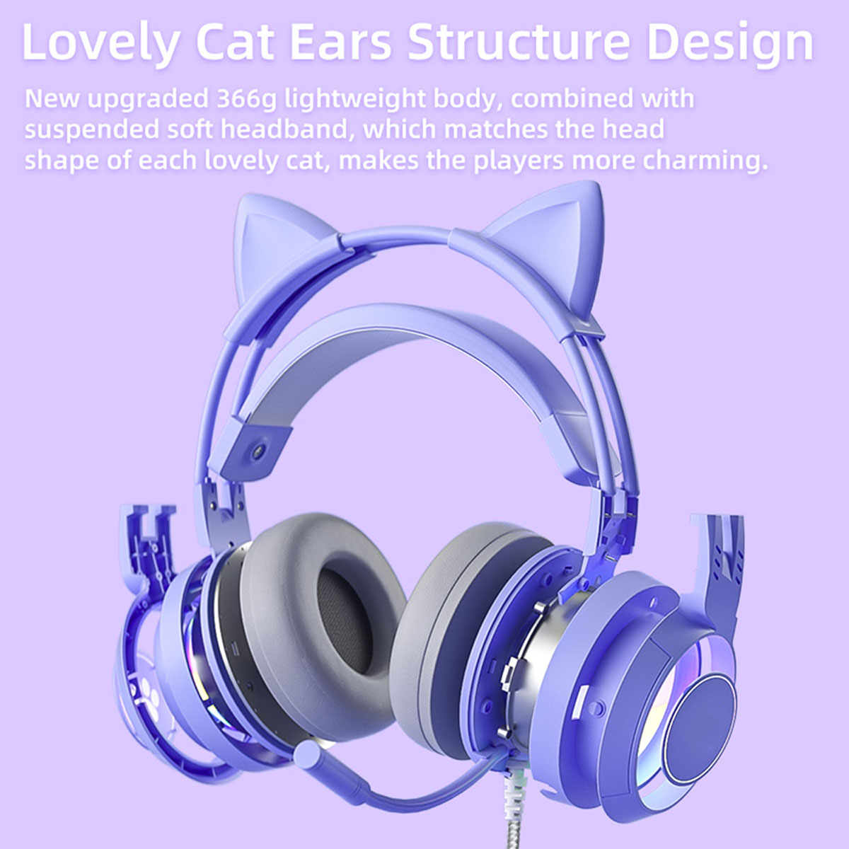 BRIGHTAKE Cat Ear Over-ear Dimension, Kopfhörer Gaming Gaming einer LED-Gaming-Kopfhörer in neuen - Erlebe Lila