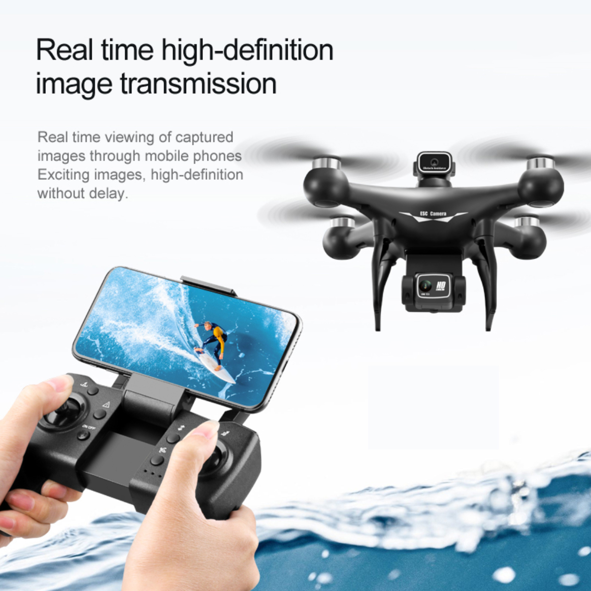 SYNTEK Bürstenlose Hindernisvermeidungsdrohne Dual HD Drohne, Quadcopter ESC Schwarz Kamera Flow Optical Luft