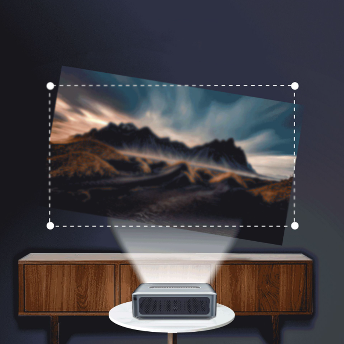 SYNTEK Smart Projector Home Weiß Direkt HD Wand Tragbar Projektor Beamer(Retina 4K) Schlafzimmer 8K Projektion Decodierung