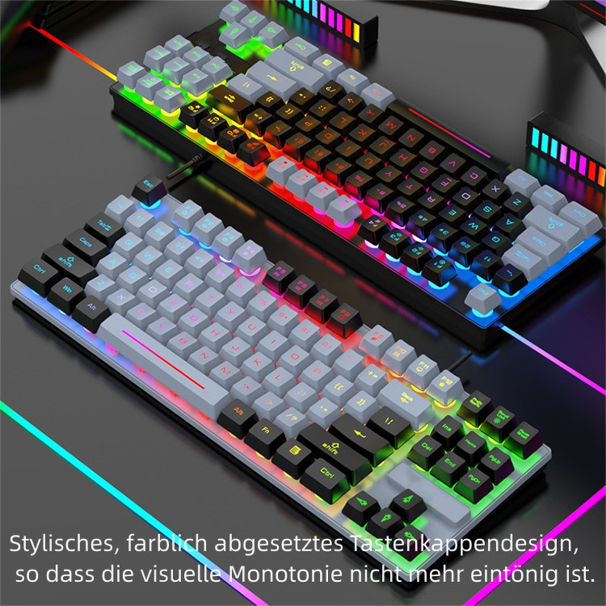 Patchwork Mechanisches Dual Tastatur, Mechanical Tastatur Feeling Farbe grau SYNTEK Verdrahtet Tastatur, USB Feel