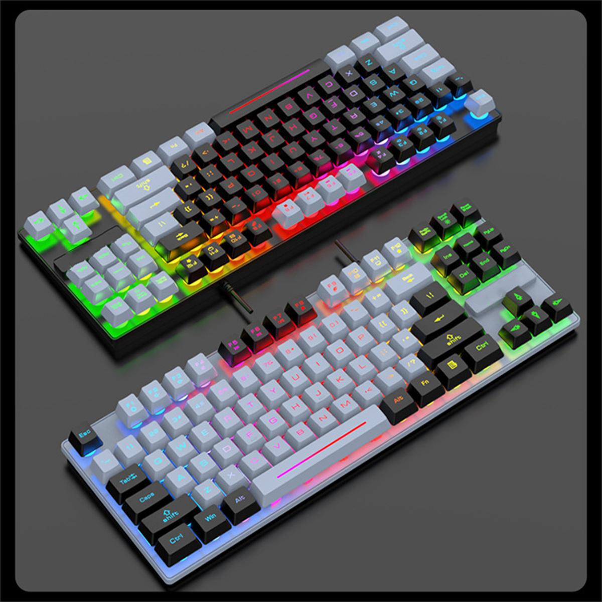Patchwork Mechanisches Dual Tastatur, Mechanical Tastatur Feeling Farbe grau SYNTEK Verdrahtet Tastatur, USB Feel